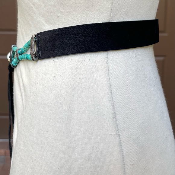 Streets Ahead black suede belt turquoise accents - Picture 2 of 6